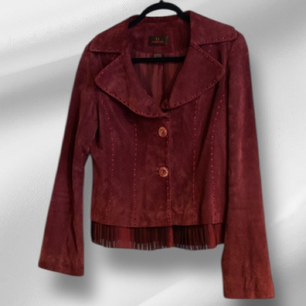 Danier Burgundy Suede Leather Jacket